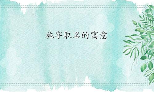 施字取名的寓意