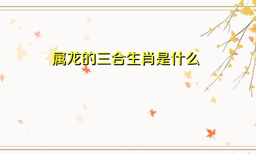 属龙的三合生肖是什么
