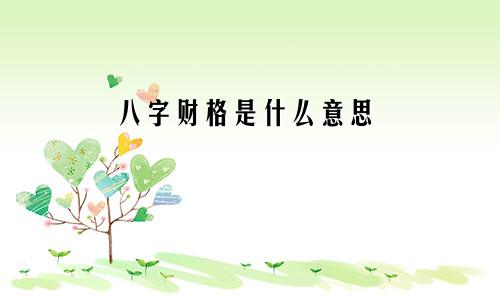 八字财格是什么意思