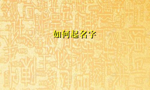 如何起名字