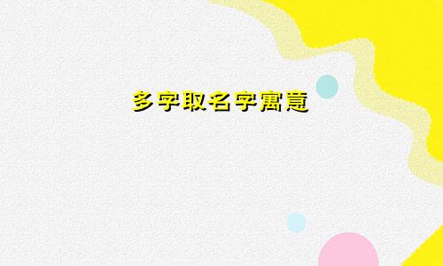 多字取名字寓意