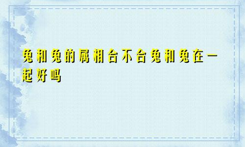 兔和兔的属相合不合兔和兔在一起好吗