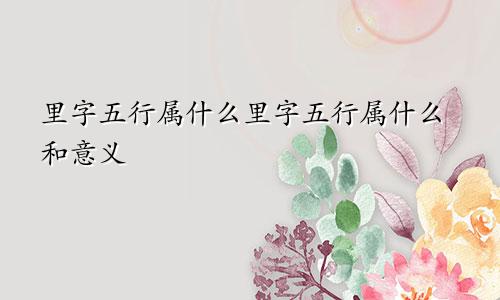 里字五行属什么里字五行属什么和意义