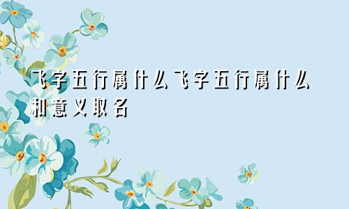 飞字五行属什么飞字五行属什么和意义取名