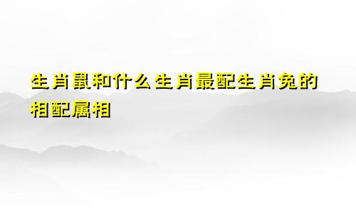 生肖鼠和什么生肖最配生肖兔的相配属相