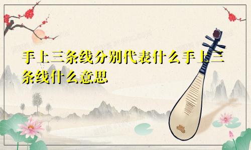 手上三条线分别代表什么手上三条线什么意思