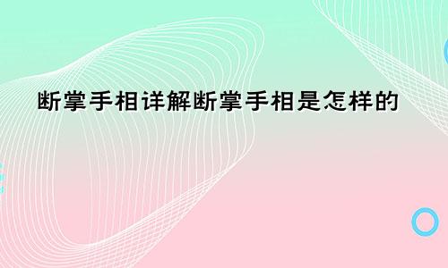 断掌手相详解断掌手相是怎样的