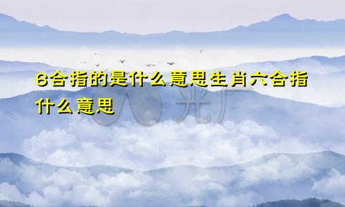 6合指的是什么意思生肖六合指什么意思