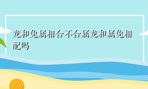 龙和兔属相合不合属龙和属兔相配吗