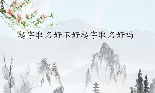 起字取名好不好起字取名好吗