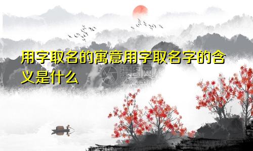 用字取名的寓意用字取名字的含义是什么