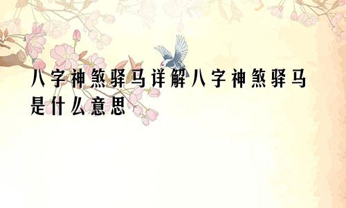 八字神煞驿马详解八字神煞驿马是什么意思