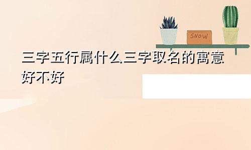 三字五行属什么三字取名的寓意好不好