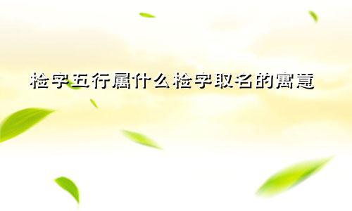 检字五行属什么检字取名的寓意