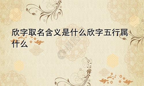 欣字取名含义是什么欣字五行属什么