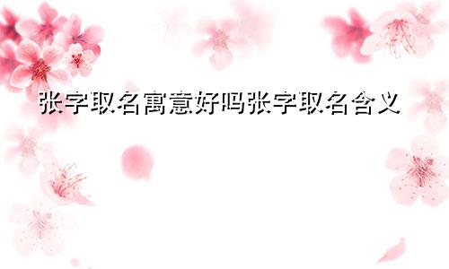 张字取名寓意好吗张字取名含义