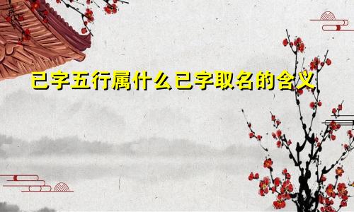已字五行属什么已字取名的含义