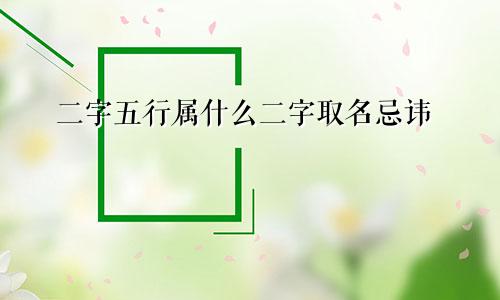二字五行属什么二字取名忌讳