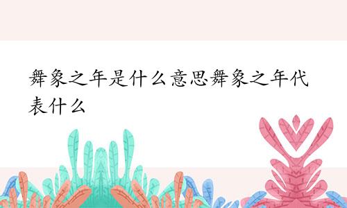 舞象之年是什么意思舞象之年代表什么