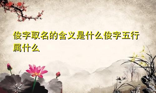俊字取名的含义是什么俊字五行属什么