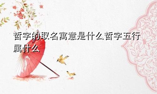 哲字的取名寓意是什么哲字五行属什么