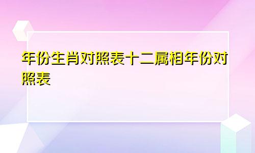 年份生肖对照表十二属相年份对照表