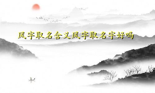 风字取名含义风字取名字好吗