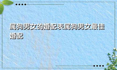 属狗男女的婚配表属狗男女最佳婚配