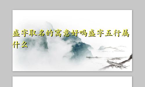 盛字取名的寓意好吗盛字五行属什么