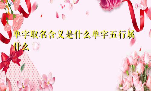 单字取名含义是什么单字五行属什么