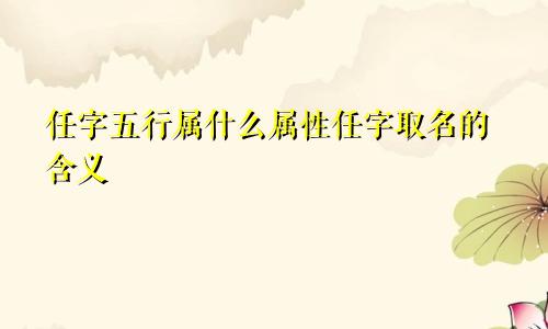 任字五行属什么属性任字取名的含义
