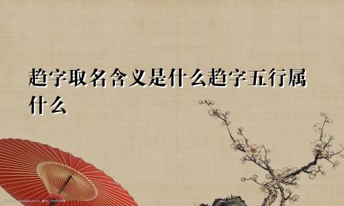 趋字取名含义是什么趋字五行属什么