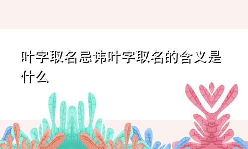 叶字取名忌讳叶字取名的含义是什么