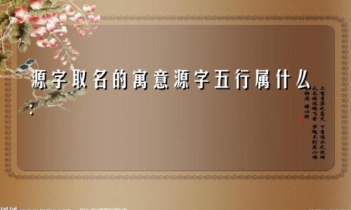 源字取名的寓意源字五行属什么:
