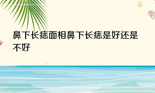 鼻下长痣面相鼻下长痣是好还是不好