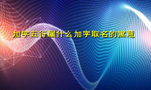 加字五行属什么加字取名的寓意