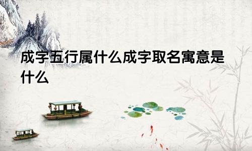 成字五行属什么成字取名寓意是什么