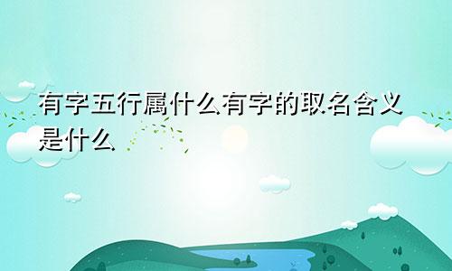 有字五行属什么有字的取名含义是什么