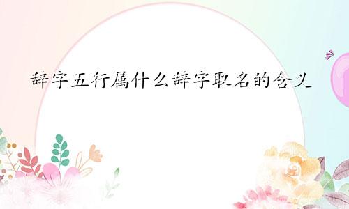 辞字五行属什么辞字取名的含义