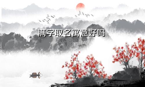 满字取名寓意好吗