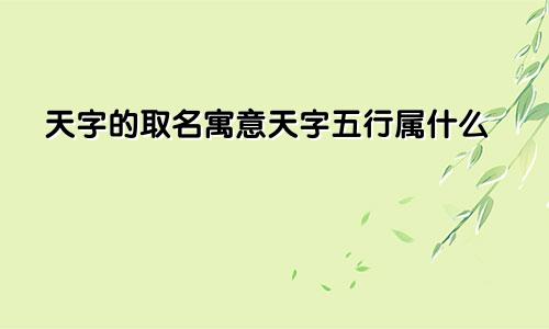 天字的取名寓意天字五行属什么