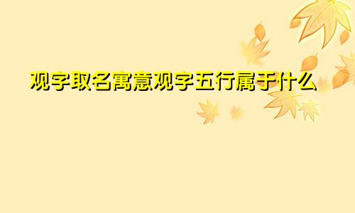 观字取名寓意观字五行属于什么