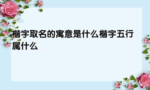 楷字取名的寓意是什么楷字五行属什么