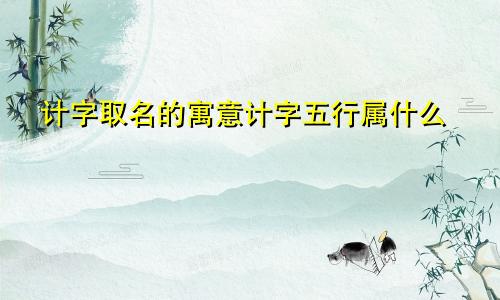 计字取名的寓意计字五行属什么