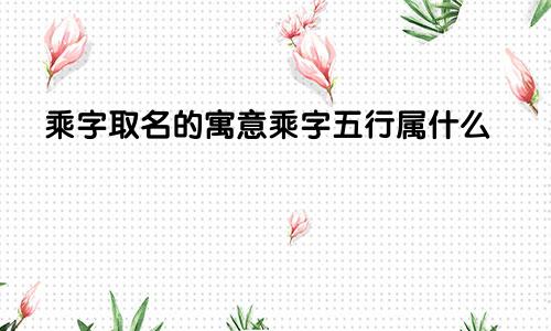 乘字取名的寓意乘字五行属什么