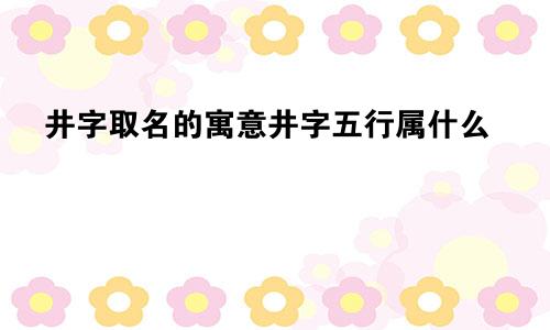 井字取名的寓意井字五行属什么