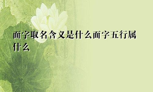 面字取名含义是什么面字五行属什么