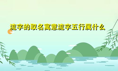 流字的取名寓意流字五行属什么