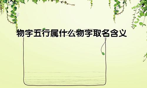 物字五行属什么物字取名含义