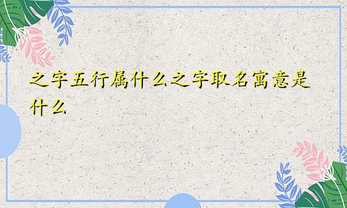之字五行属什么之字取名寓意是什么